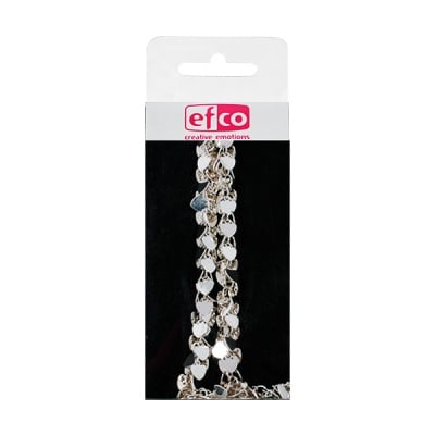 Верижка за бижу, сърца, 25 cm, 1 бр., посребрена