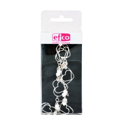 Верижка за бижу, сърца, 25 cm, 1 бр., посребрена