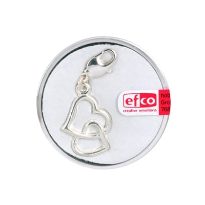 Висулка сърца, закопчалка с шарнир, 17 mm, 1 бр., посребрена