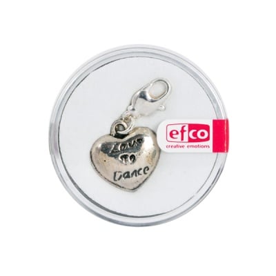 Висулка сърце, закопчалка с шарнир, 15 mm, 1 бр., посребрена