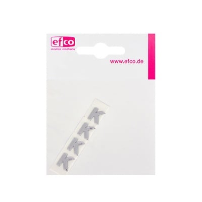 Восъчна декоративна фигура, буква, K, 8 mm, 4 бр., сребрист гланц