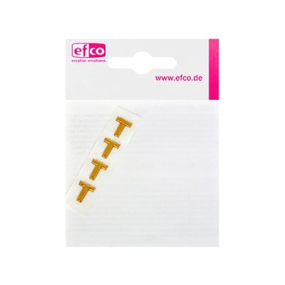 Восъчна декоративна фигура, буква, T, 8 mm, 4 бр., златисто гланц