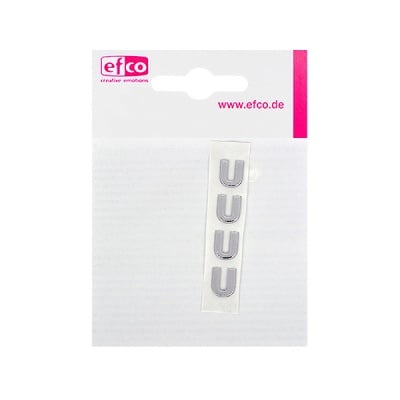 Восъчна декоративна фигура, буква, U, 8 mm, 4 бр., сребрист гланц