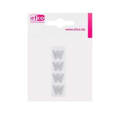 Восъчна декоративна фигура, буква, W, 8 mm, 4 бр., сребрист гланц