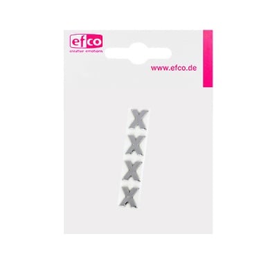 Восъчна декоративна фигура, буква, X, 8 mm, 4 бр., сребрист гланц