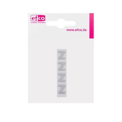 Восъчна декоративна фигура, буква, Z, 8 mm, 4 бр., сребрист гланц