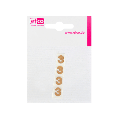 Восъчна декоративна фигура, числото, 3, 8 mm, 4 бр., златисто гланц
