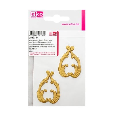 Восъчна декоративна фигура, Deko - Ecken, 40 x 15 mm, 4 бр., златисто