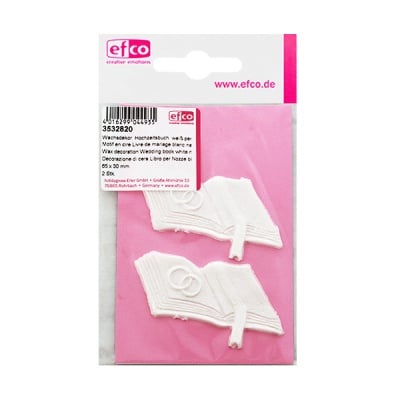 Восъчна декоративна фигура, Hochzeitsbuch, 65 x 30 mm, 2 бр., бял