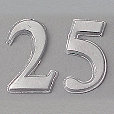 Восъчна декоративна фигура Jubilaum, Zahl 25, 22 mm, 1 бр., сребристо