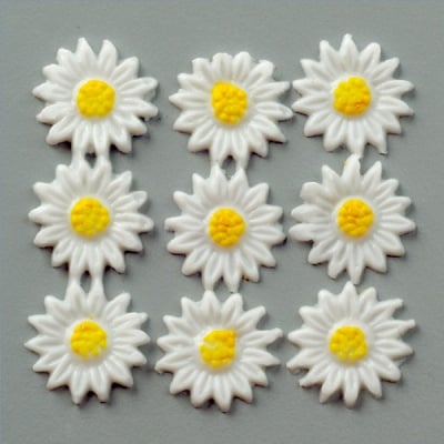 Восъчна декоративна фигура, Margerite, 14 mm, 12 бр., бял / жълт