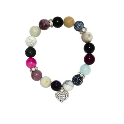 ГРИВНА АМАЗОНИТ, ЛЕПИДОЛИТ, АХАТ, ХАУЛИТ, ВУЛКАНИЧНА ЛАВА - 100% естествени камъни, ръчна изработка, Colors