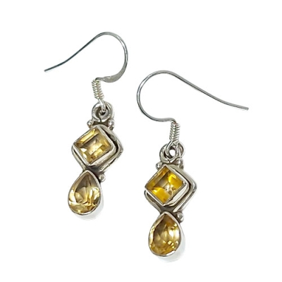 Обици Цитрин със Сребро 925