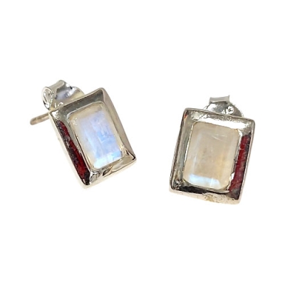 Обици Лунен Камък със Сребро 925