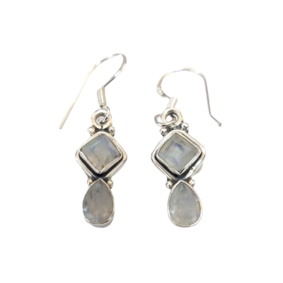 Обици Лунен Камък със Сребро 925