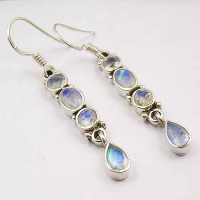 Обици Лунен Камък със Сребро 925