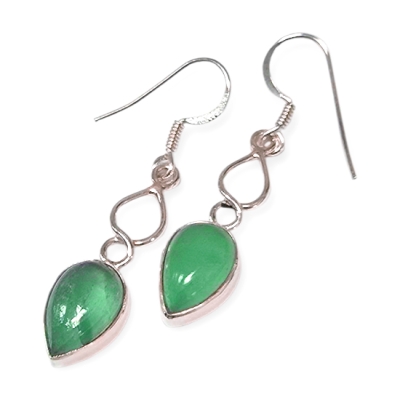 Обици Зелен Флуорит със Сребро 925