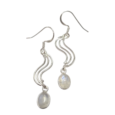 Обици Лунен Камък със Сребро 925