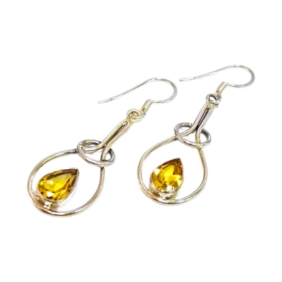 Обици Цитрин със Сребро 925