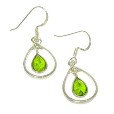 Обици Хризолит, Оливин, Перидот със Сребро 925