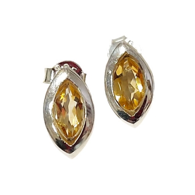 Обици Цитрин със Сребро 925