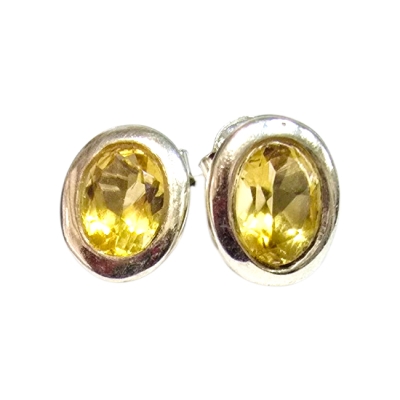 Обици Цитрин със Сребро 925