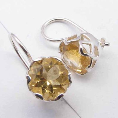 Обици Цитрин със Сребро 925