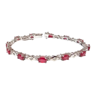 Гривна с 12 бр. Фасети от Прозрачен Рубин и Циркон със Сребро 925 и Родий