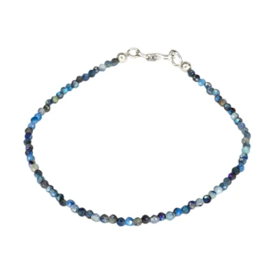Гривна Фасетиран Азурит Топче 2,4 мм със Сребро 925