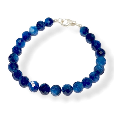 Гривна Фасетиран Кианит (Дистен) Топче 7 мм със Сребро 925