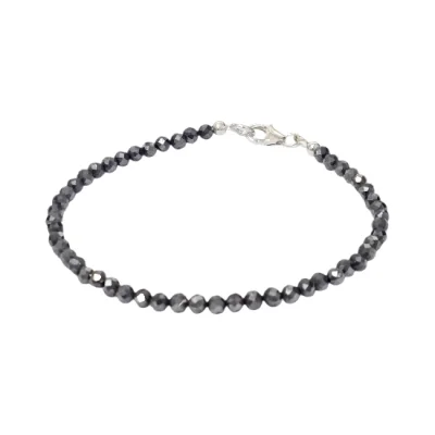 Гривна Фасетиран Хематит Топче 3,5 мм със Сребро 925