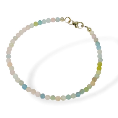 Гривна Фасетиран Кунцит, Сподумен, Хиденит топче 3,5 мм със Сребро 925/1000