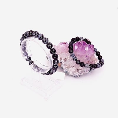 Гривна Снежинков Обсидиан Топче 8 мм