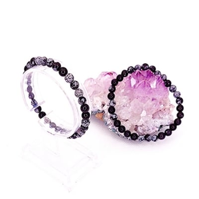 Гривна Снежинков Обсидиан Топче 6 мм