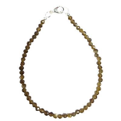 Гривна Фасетиран Сребрист Обсидиан Топче 3,3 мм със Сребро 925