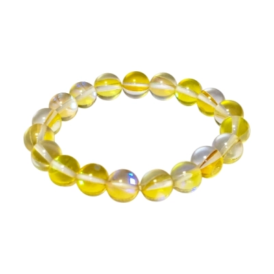 Гривна Жълта Рейнбоу Аура Аква Кварц Гланц Топче 10 мм