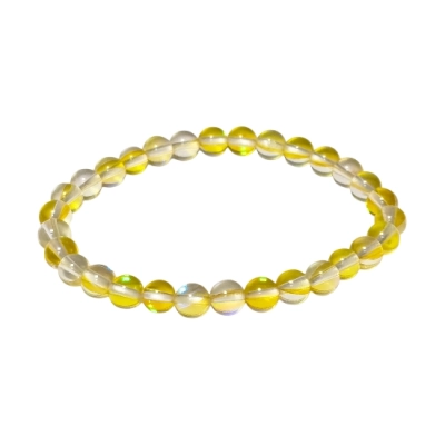 Гривна Жълта Рейнбоу Аура Аква Кварц Гланц Топче 6 мм