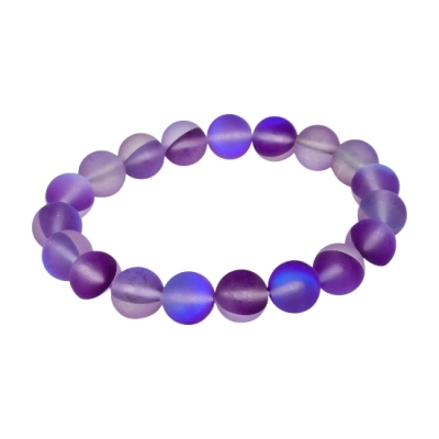 Гривна Виолетова Рейнбоу Аура Аква Кварц Мат Топче 10 мм