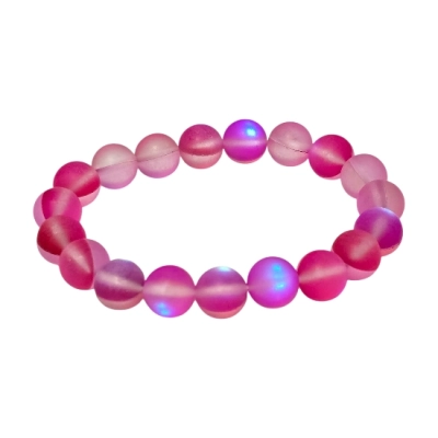 Гривна Розова Рейнбоу Аура Аква Кварц Мат Топче 10 мм