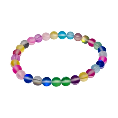 Гривна Микс Рейнбоу Аура Аква Кварц Мат Топче 6 мм