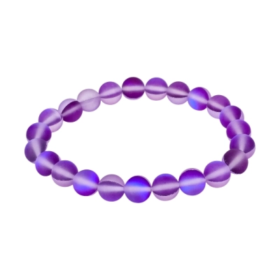 Гривна Виолетова Рейнбоу Аура Аква Кварц Мат Топче 8 мм