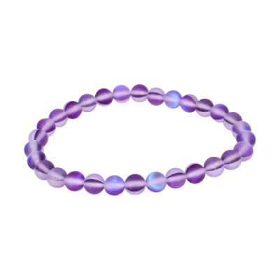 Гривна Виолетова Рейнбоу Аура Аква Кварц Мат Топче 6 мм