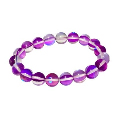 Гривна Виолетова Рейнбоу Аура Аква Кварц Гланц Топче 10 мм