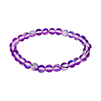 Гривна Виолетова Рейнбоу Аура Аква Кварц Гланц Топче 6 мм