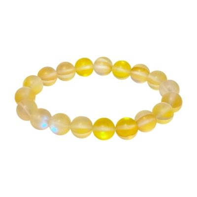 Гривна Жълта Рейнбоу Аура Аква Кварц Мат Топче 10 мм