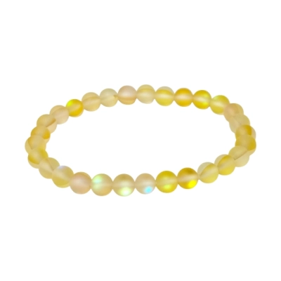 Гривна Жълта Рейнбоу Аура Аква Кварц Мат Топче 6 мм