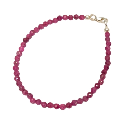 Гривна Фасетиран Рубин Топче 3,2 мм със Сребро 925