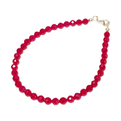 Гривна Фасетиран Рубин Топче 4,2 мм със Сребро 925