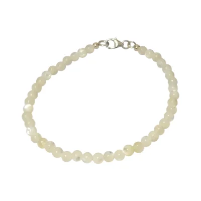 Гривна Бял Кралски Седеф Топче 5 мм със Сребро 925