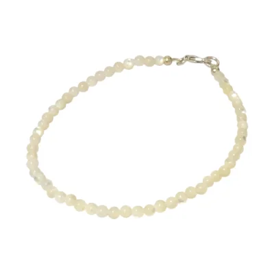 Гривна Бял Кралски Седеф Топче 3 мм със Сребро 925